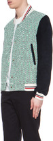 Thumbnail for your product : Thom Browne Tweed Nylon-Blend Varsity Jacket in Navy & Emerald