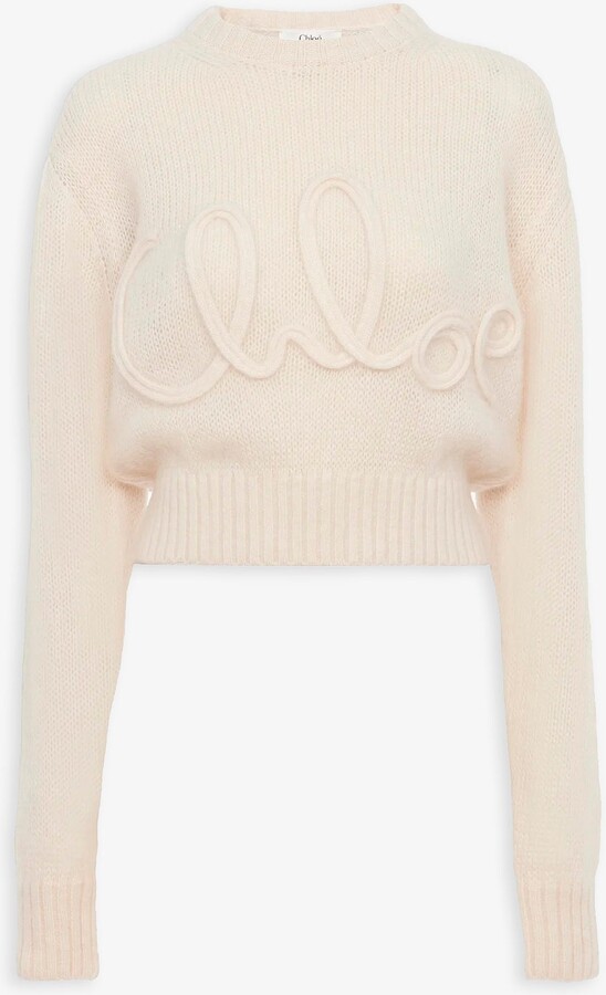 Embroidered alpaca silk knit sweater
