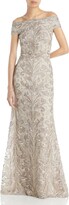 Womens Embroidered Lace Evening Dress 