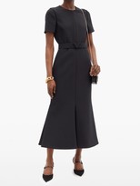Thumbnail for your product : Valentino Belted Flared Cady Dress - Black
