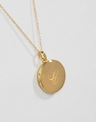Carrie Elizabeth 14k Gold Vermeil Engraved C Initial Locket with Diamond Detail Locket