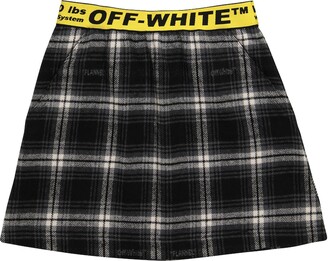 Off-White Kids Checked cotton-blend flannel miniskirt