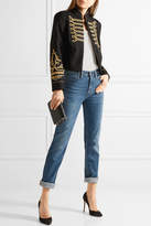 Thumbnail for your product : RED Valentino Cropped Embroidered Twill Jacket - Black