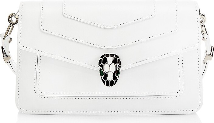 Shop BVLGARI Serpenti Nightbird Metallic Leather Flap Shoulder Bag