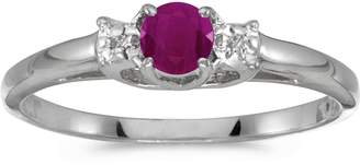 Direct-Jewelry 10k White Gold Round Ruby And Diamond Ring (Size 8.5)
