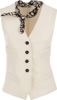 Thumbnail for your product : Brunello Cucinelli Fluid Viscose And Linen Twill Waistcoat With Necklace And Scarf