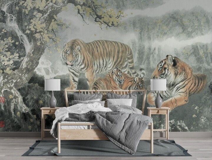 Abstract Jungle Tiger Wallpaper Peel & Stick Vinyl Wallpaper