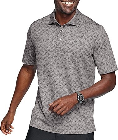 Johnston & Murphy Johnston Murphy XC4 Performance Stretch Cool Degree Tonal Airplane Print Short Sleeve Polo Shirt