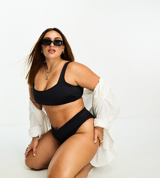 ASOS Curve ASOS DESIGN Curve mix and match square neck crop bikini top in black