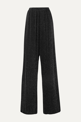 Balenciaga Metallic Stretch-jersey Wide-leg Pants - Black - ShopStyle