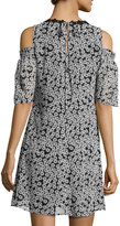 Thumbnail for your product : Taylor Floral-Print Cold-Shoulder Chiffon Dress, Black/White