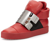 Thumbnail for your product : Giuseppe Zanotti Men's Leather High-Top with Plate Front, Red