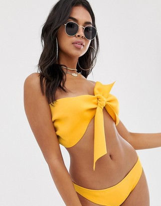 ASOS DESIGN neoprene hipster bikini bottom in golden yellow