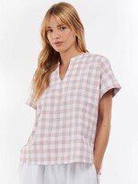 Thumbnail for your product : Barbour Stoneleigh Short Sleeve Check Cotton Top, White/Pink