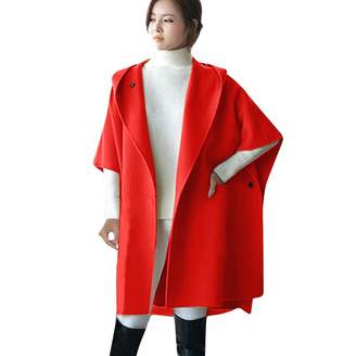 HHmei Women's Coats and Jackets Plus, Women Loose Batwing Wool Poncho Winter Warm Coat Jacket Cloak Cape Parka Outwear, Plus Size lab Coats for Women 17x-Down Alternative Outerwear Coats