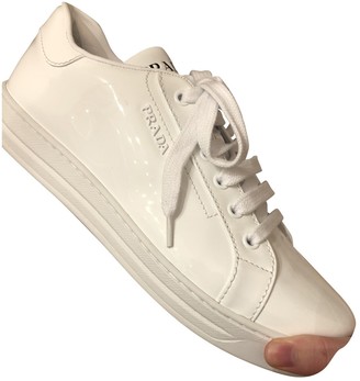 white patent prada trainers