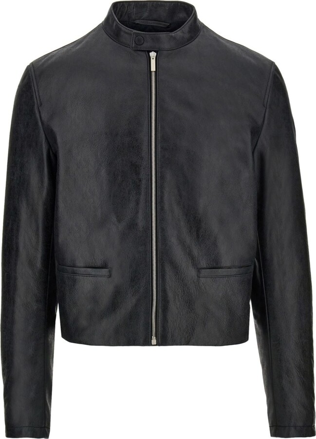 Ferragamo BandCollar Leather Jacket ShopStyle
