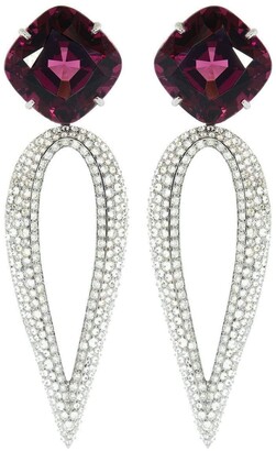 Arunashi Rhodolite Garnet and Diamond Drop Earrings