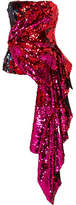 Thumbnail for your product : Halpern Draped Sequined Tulle Bustier Top - Red