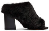 Thumbnail for your product : Givenchy Black Fur Paris Mules