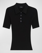 Thumbnail for your product : Theory Ribbed Compact Crepe Short-Sleeve Polo Shirt