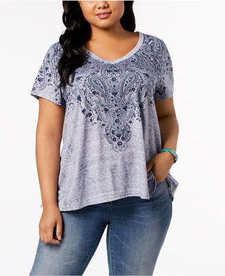 Style&Co. Style & Co Plus Size Graphic Swing-Hem T-Shirt, Created for Macy's