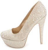 Thumbnail for your product : Charlotte Russe Glitter Mesh Rhinestone Platform Pumps