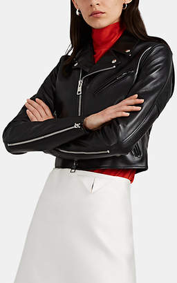 Bottega Veneta Women's Leather Crop Moto Jacket - Black