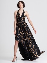Thumbnail for your product : Halston Metallic Combo Handkerchief Skirt Gown