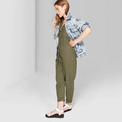 Wild Fable Women's Sleeveless Collared Button Front Utility Jumpsuit - Wild  Fable Olive - ShopStyle Teen Girls' Pants