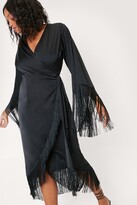 Thumbnail for your product : Nasty Gal Womens Plus Size Fringe Detail Wrap Bridal Dress