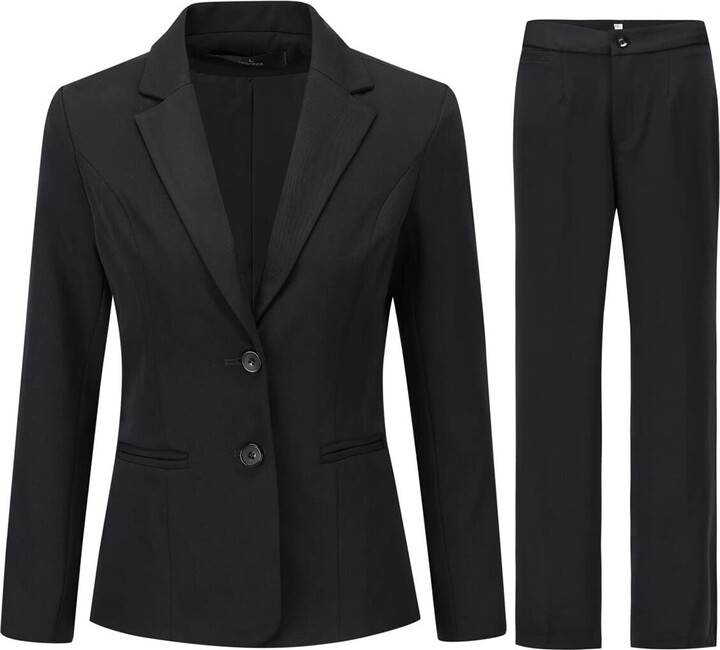 Damen Hosenanzug Set 2-teilig - Business Casual Mit Taillengürtel