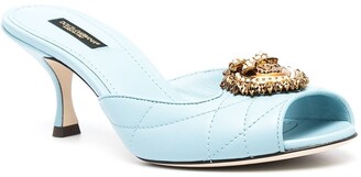 Dolce & Gabbana Lori Devotion quilted bejewelled mules