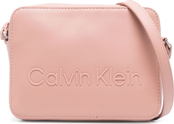Calvin Klein Light Pink Shoulder Bag Purse With Gold Accents