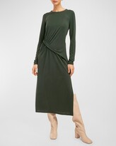 Thumbnail for your product : Equipment Xander Ruched Asymmetric Jersey Midi Dress