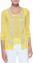 Thumbnail for your product : Michael Simon Button-Front Cardigan with Bead Trim, Yellow