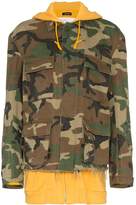Thumbnail for your product : R 13 camouflage hooded cotton jacket