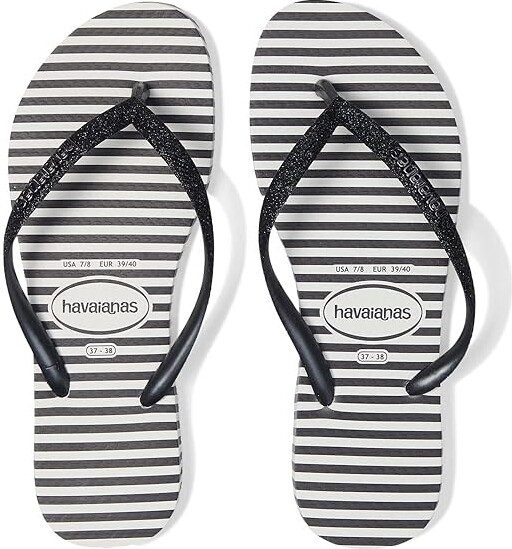 Havaianas Slim Glitter Stripes Flip Flop Sandal (White/Black) Women's  Sandals - ShopStyle