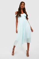 Thumbnail for your product : boohoo Pleated Cold Shoulder Midi Dress