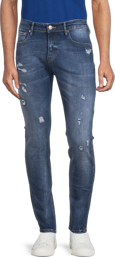 Mens Dark Wash Distressed Jeans | ShopStyle