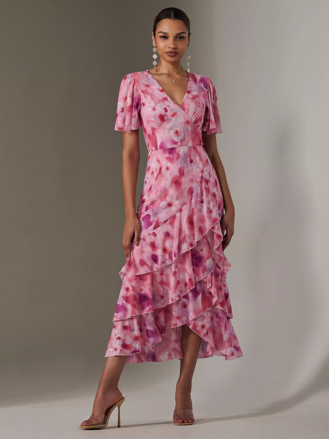 Jolie Moi Pink Floral Wrap Dip Hem Dress Buy Jolie Moi Light Pink