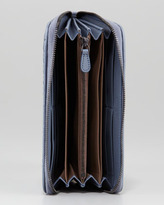 Thumbnail for your product : Bottega Veneta Woven Leather Continental Zip Wallet, Light Blue