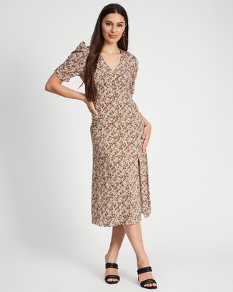 Only Women's Brown Midi Dresses - Rose 2-4 Calf Slit Dress - Size One Size, L at The Iconic