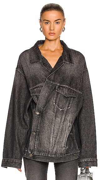 wrap denim jacket