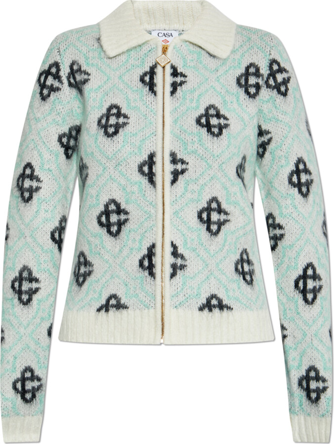 Casablanca Patterned Cardigan, , - Green