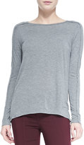 Thumbnail for your product : Vince Seamed-Sleeve Jersey Tee, Dark Heather Gray