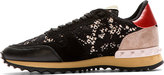 Thumbnail for your product : Valentino Black & Pink Lace Sneakers