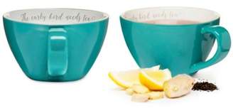 Sagaform The Early Bird Needs Tea" Tea Mugs in Turquoise (Set of 2)