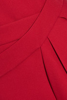 Thumbnail for your product : Victoria Beckham Wrap-effect Wool-drill Midi Dress - Red