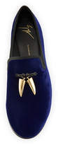 Thumbnail for your product : Giuseppe Zanotti Men's Velvet Formal Loafer with Golden Horns